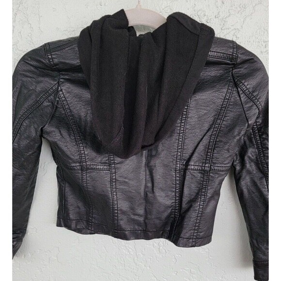 JOUJOU Girls Black Faux Leather Jacket  size M  10/12 - Picture 2 of 13